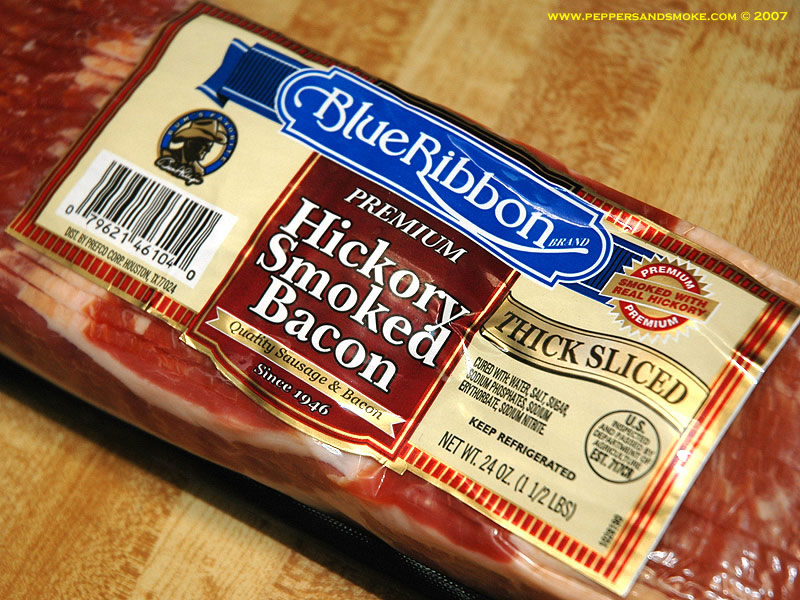 Packs of hickory smoked bacon, the only meat in the burger